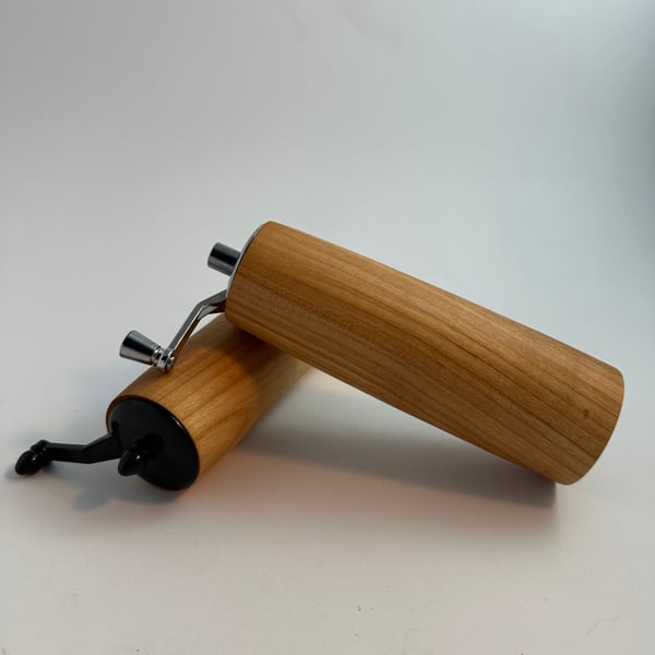 Salt and pepper grinders in cherry