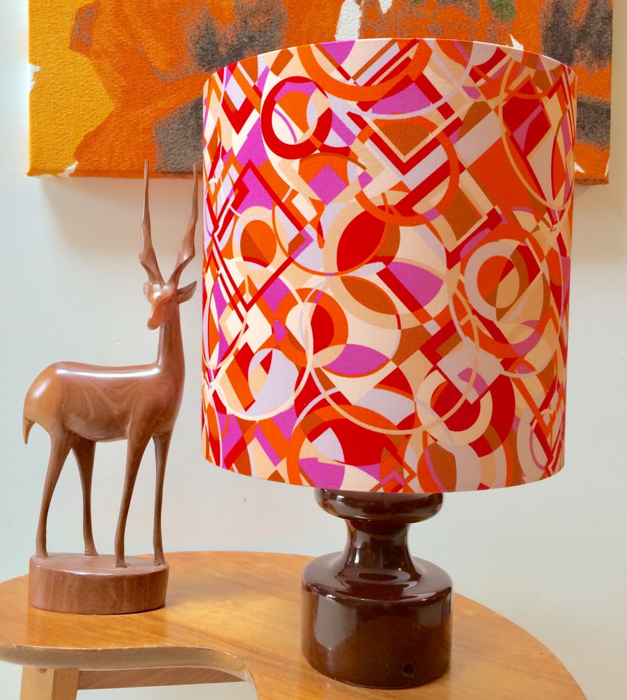 Retro Psychedelic Groovy Pink Orange Geo 60s 70s style Lampshade