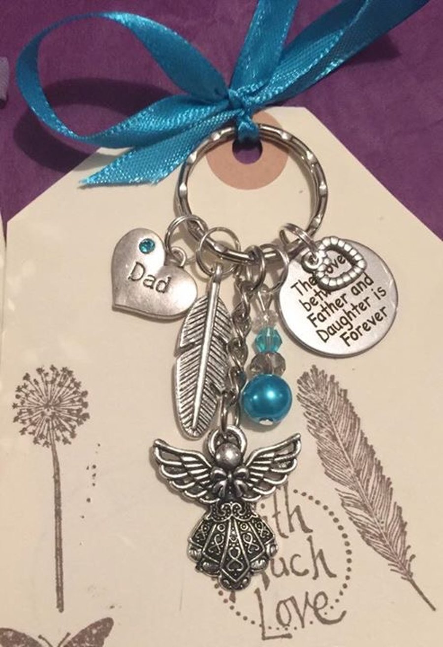 The Love Between a Father & Daughter is Forever Memorial keepsake Keyring 