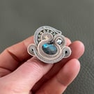 Soutache Ring with Labradorite and Crystals – Elegant Handmade Statement Jewelry