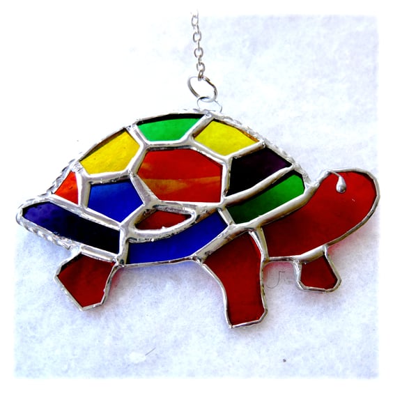 Tortoise Suncatcher Stained Glass Handmade Rainbow 039 Turtle 