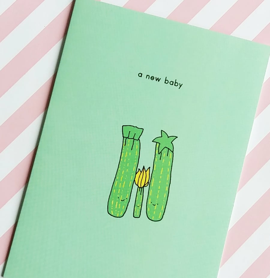 new baby card - courgette family 