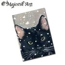 Archival ACEO Black Cat Print 'Cold' By V Kenworthy