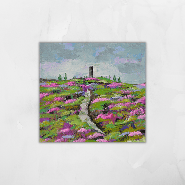 An  Acrylic Painting of Scolty Hill, Aberdeenshire. 8x8 inches. Ready to hang.