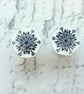 White mini snowflake stud earrings - Image 1