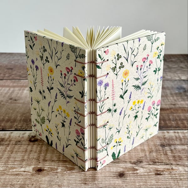 A6 Journal Sketchbook with Floral Grass Paper Cover
