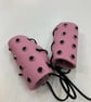 Pink Leather Wheelchair Handle Decorations with Dark Amethyst Gemstones