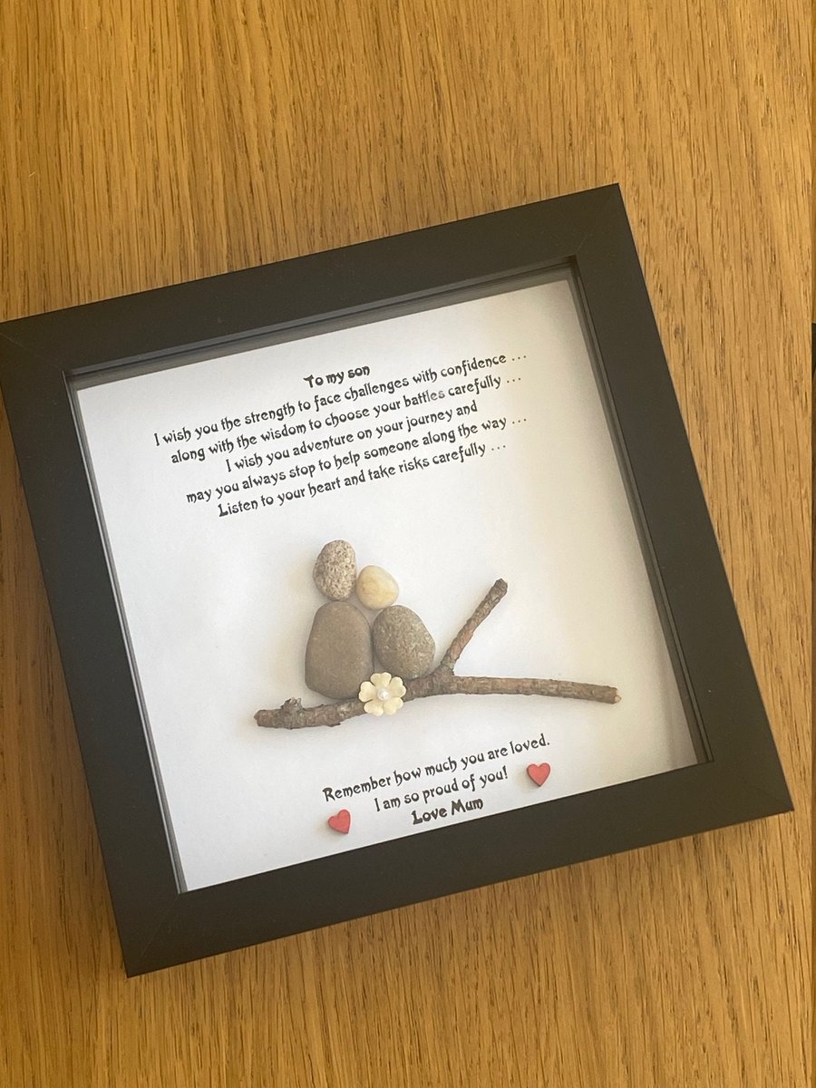 Pebble Picture Gift for Son, Personalised Gifts for a Son, Birthday Gift for a S
