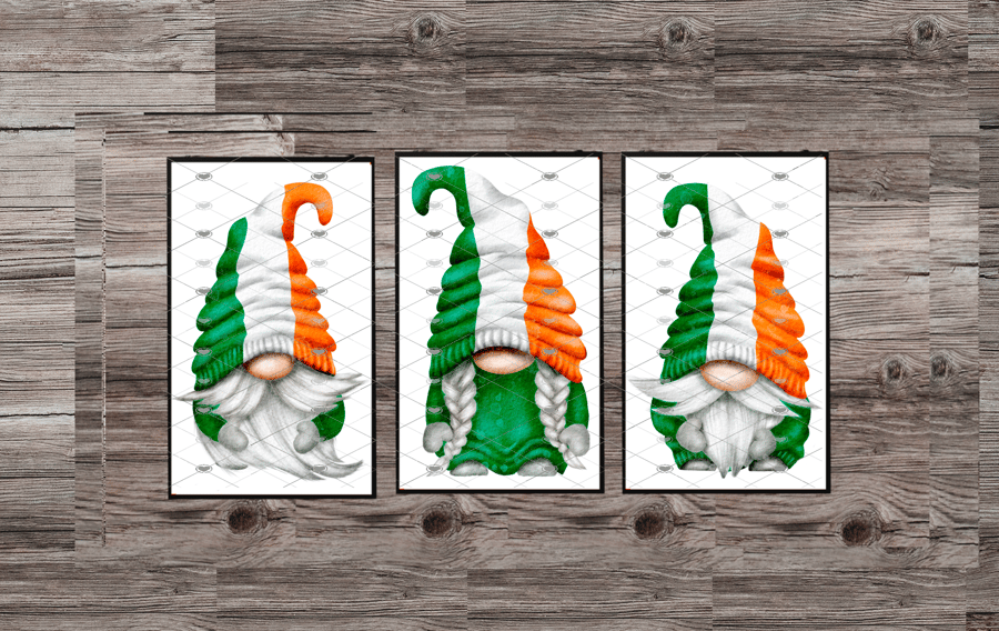 Irish Flag Gnome Prints, Set Of 3 Ireland Gonk Prints, Gnome Custom Prints