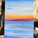 "Sunset Sea" Original ACEO miniature oil pastel seascape