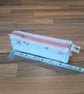Pencil case - light pink and light green with pink zip, blue charm, and bobbles - Image 2
