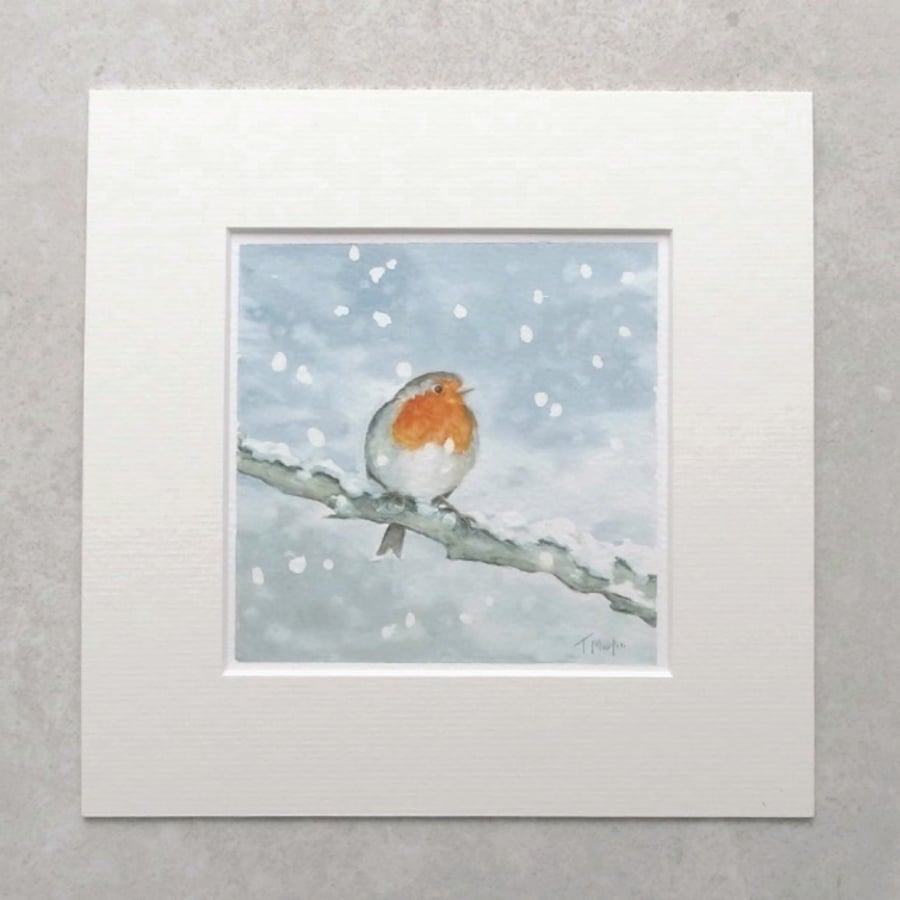 Original Watercolour Painting 'Winter Robin' 