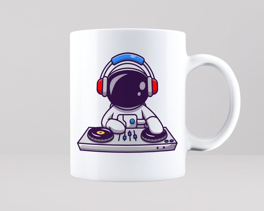 Spaceman DJ Astronaut Mug Disc Jockey Funny Music Club Rave Old School Garage Sp