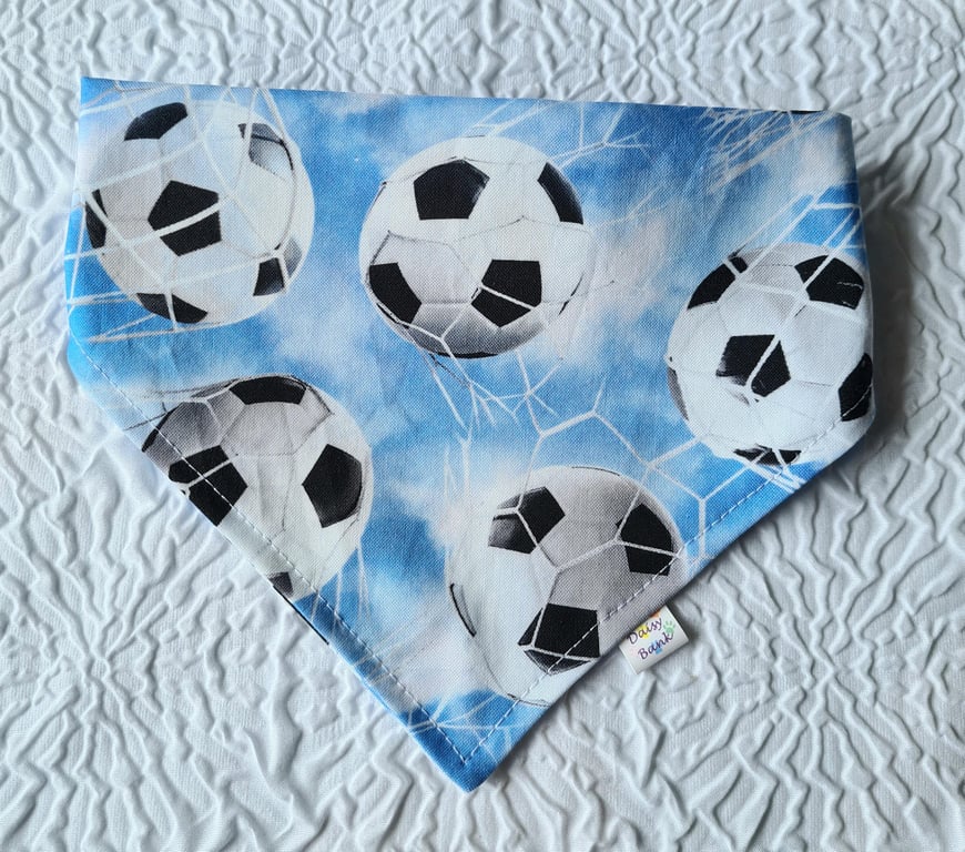 Scrunchie Dog or Cat Bandana - "Footy Fun", Easy Over the Head Pet Accessory.