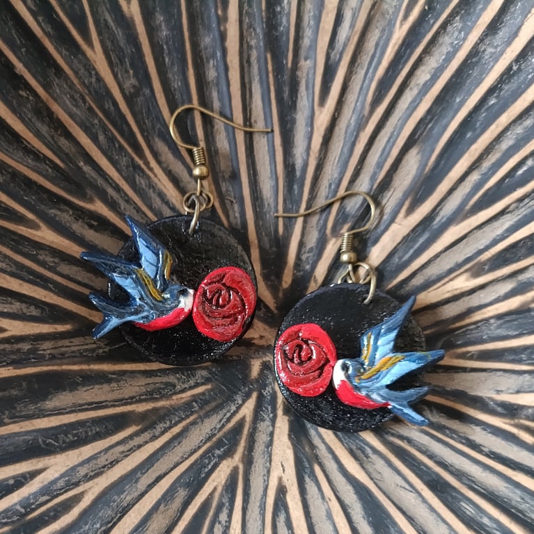 Swallow tattoo earrings 