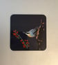 Nuthatch 9.5cm cork backed coaster 