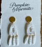 White and gold dangle earrings 