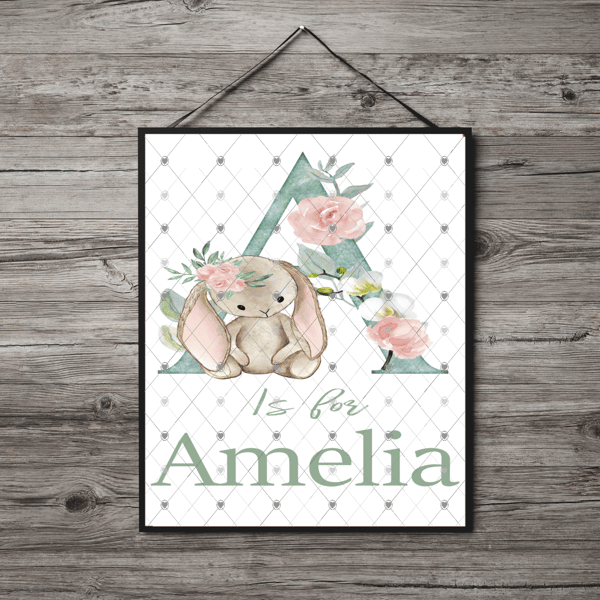 Animal Initial Name Print, Letter A Custom Print, Letter A Personalised Wall Art