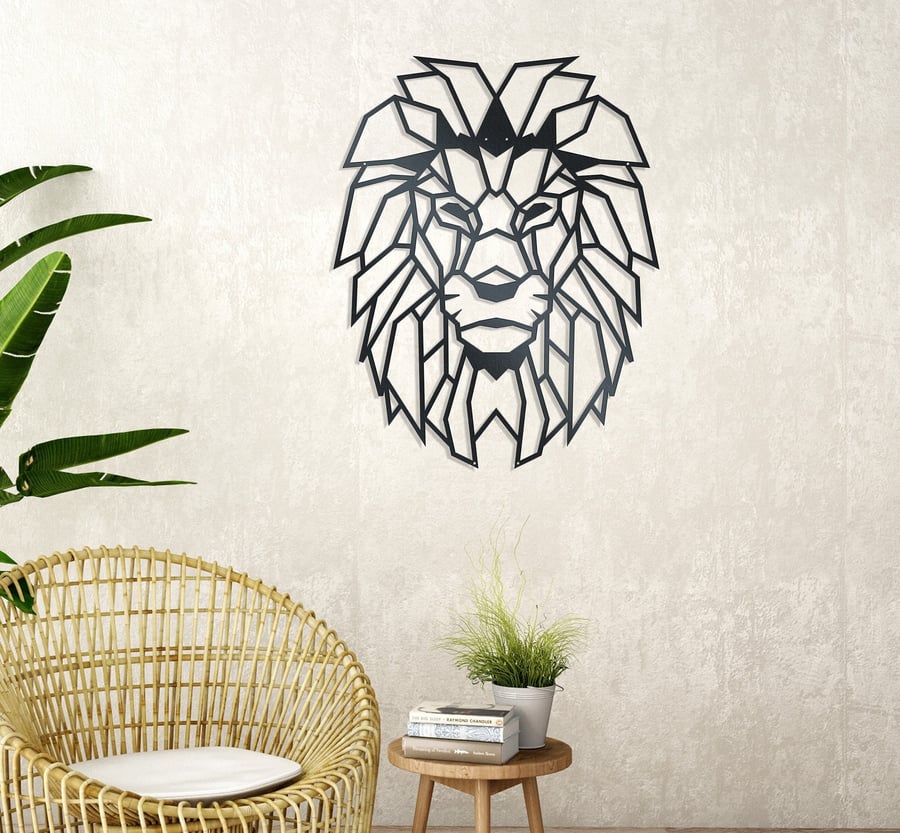 Lion - Metal Wall Art, Geometric Design, Stunning Geometric Decor, Proud Lion, M