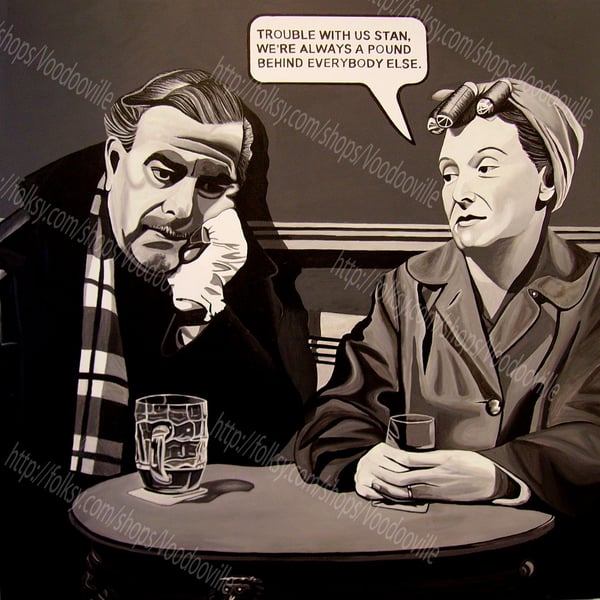 Stan and Hilda Ogden Coronation Street art print 8 x 8 inches