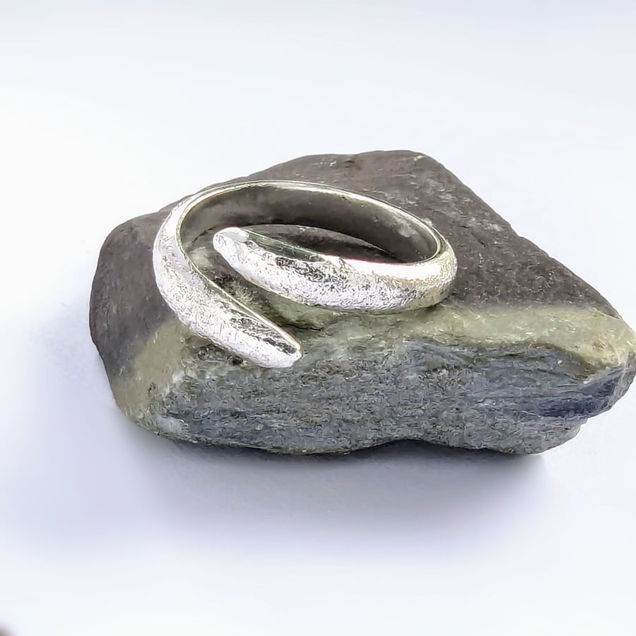 Recycled Sterling Silver Heat Fire Textured Open Ring