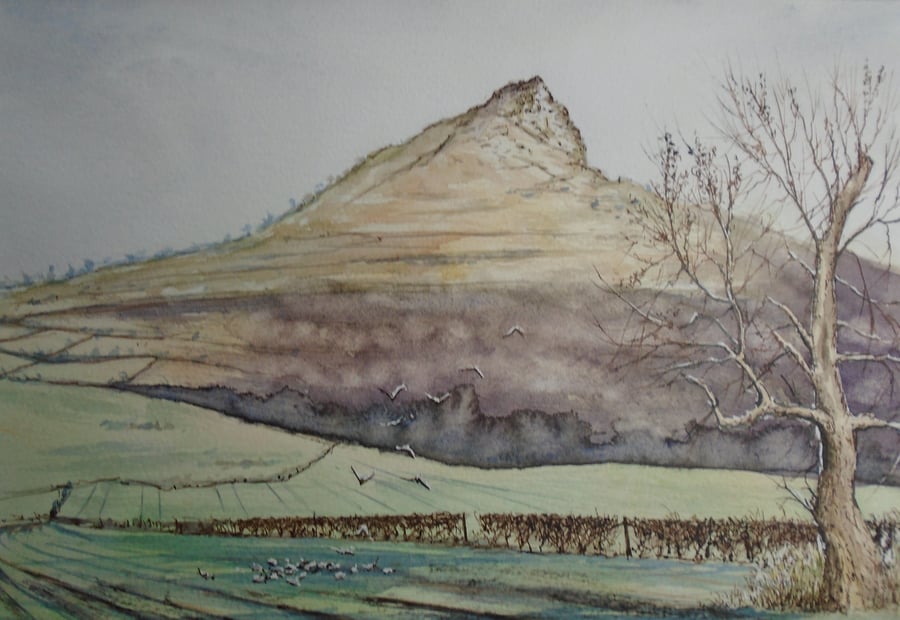 Roseberry topping (Original watercolour painting) Fully mounted 14" x 11"