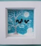 Framed Squirrels Print, Christmas Gift, Tree Picture, Snow Art, Moon  - Image 1