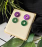 Green and Purple Double Hoop Earrings - Image 6