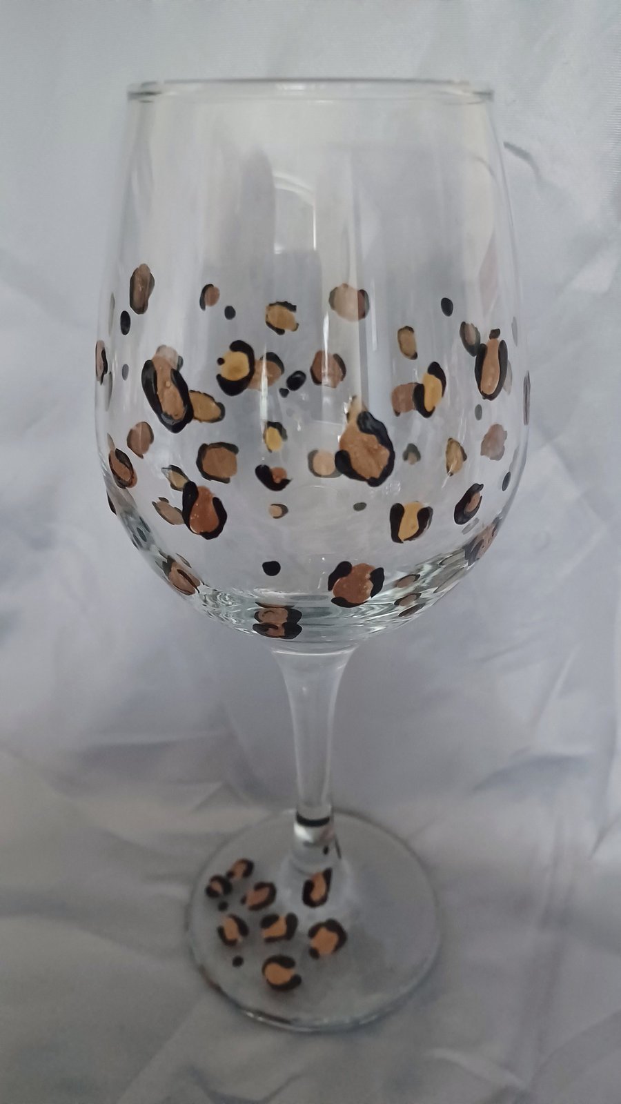 Hand Painted Leopard Print Wine Glass