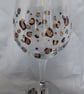 Hand Painted Leopard Print Wine Glass