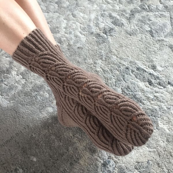  Luxury warm socks for women, hand knitted wool socks, size 39-40.