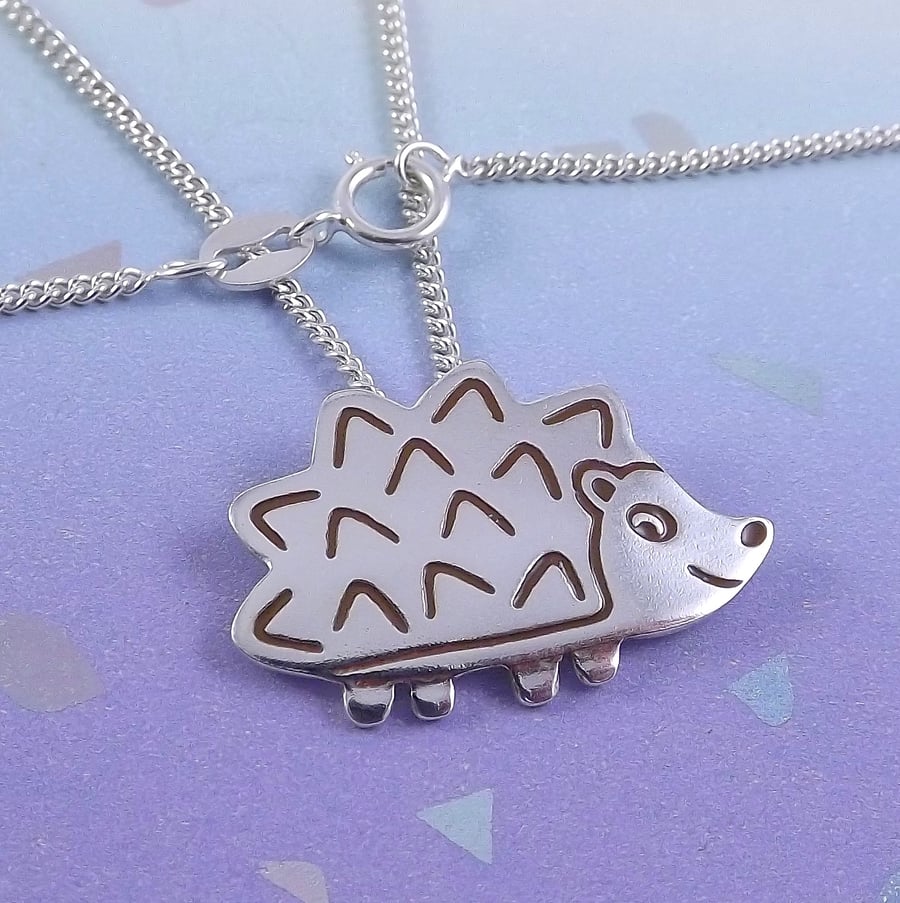 Hedgehog Pendant (large) Silver Wildlife Jewellery, Animal Gift