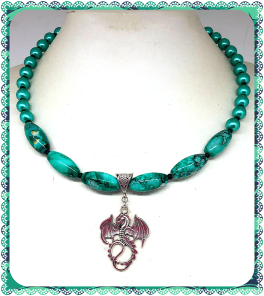 OOAK Dragon collar length necklace