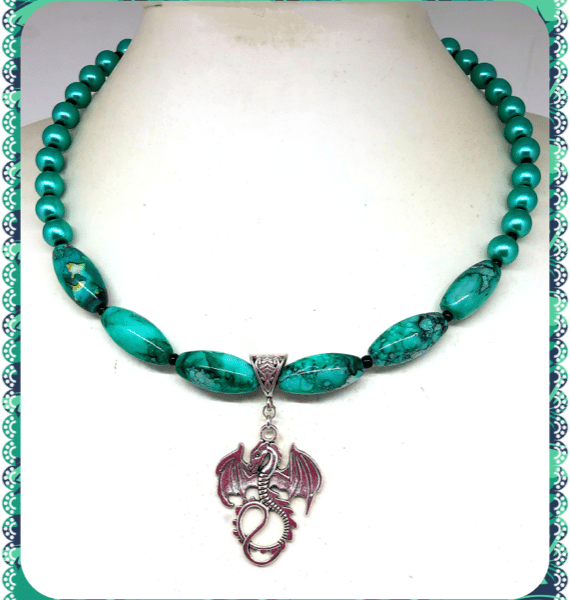 OOAK Dragon collar length necklace