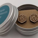 DnD dice wooden stud earrings rpg D20