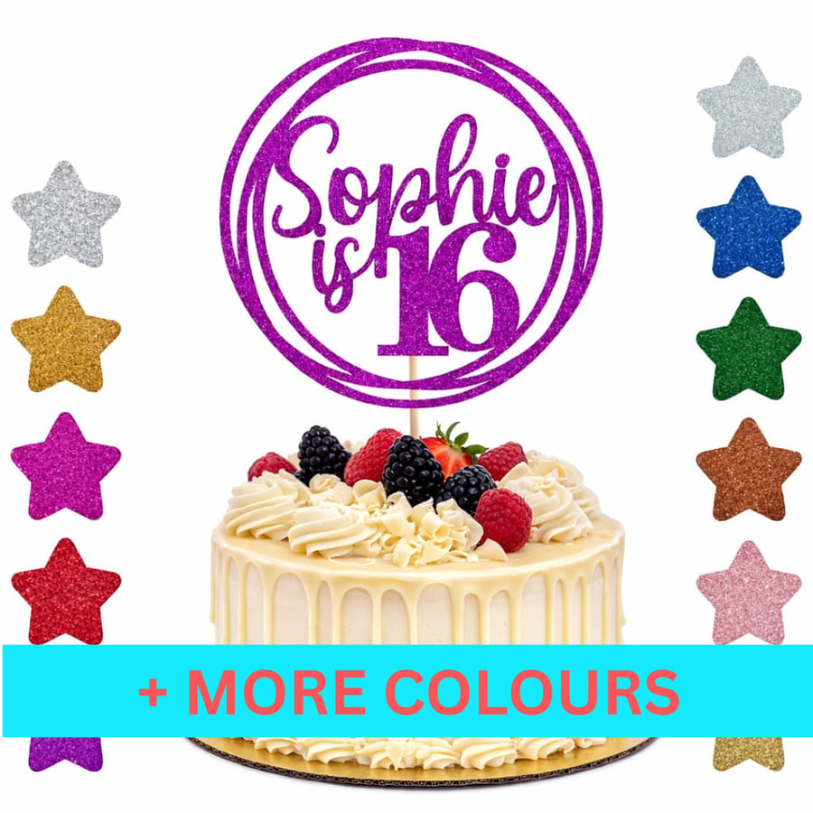 16th Birthday Cake Topper, Happy 16th Birthday Cake Topper, Custom Cake Toppers
