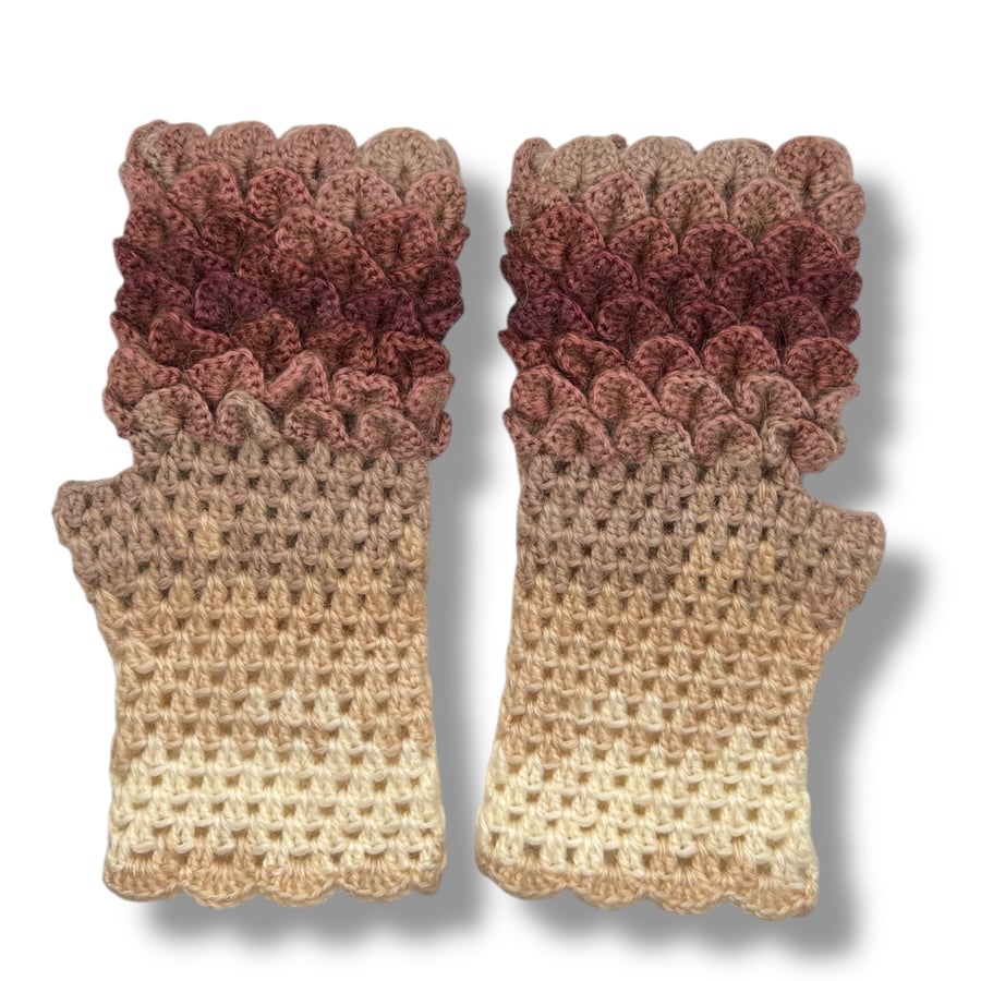 Crocheted Fingerless Dragon Scale Gloves