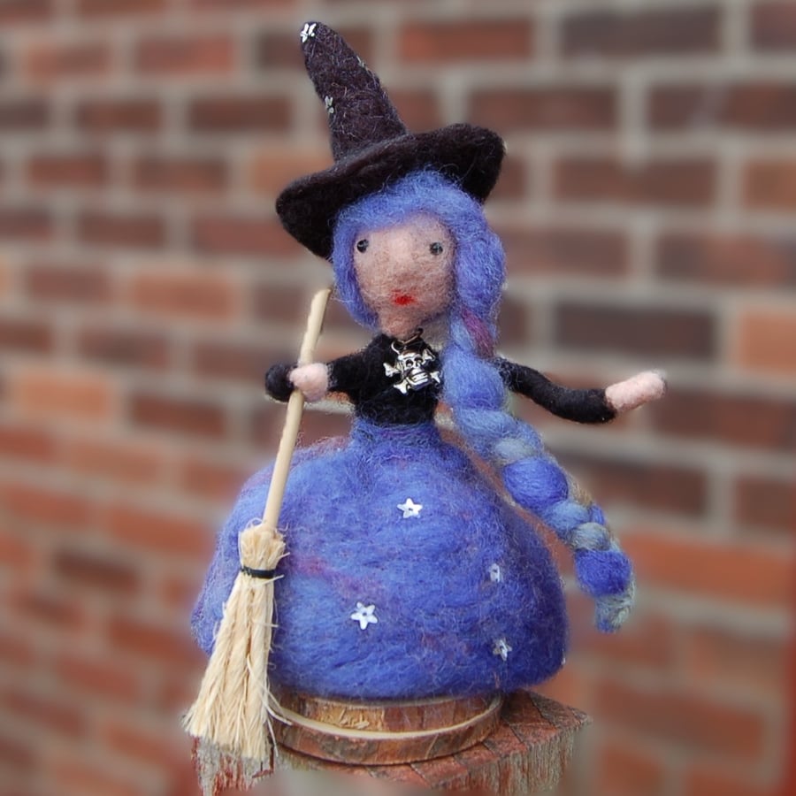 Needle felt Witch textile art art doll Hall. Folksy