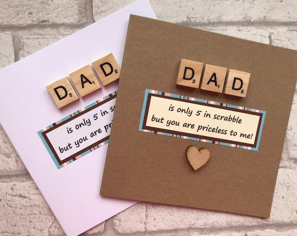 Handmade Dad Card, Scrabble Tiles & Heart