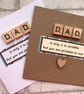Handmade Dad Card, Scrabble Tiles & Heart