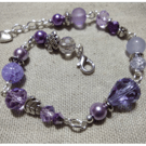 Lilac love handmade beaded bracelet. With Austrian crystals & crackle quartz 