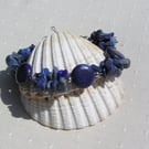 Blue Lapis Lazuli Crystal Gemstone Beaded Bracelet "Bluebell Wisp"