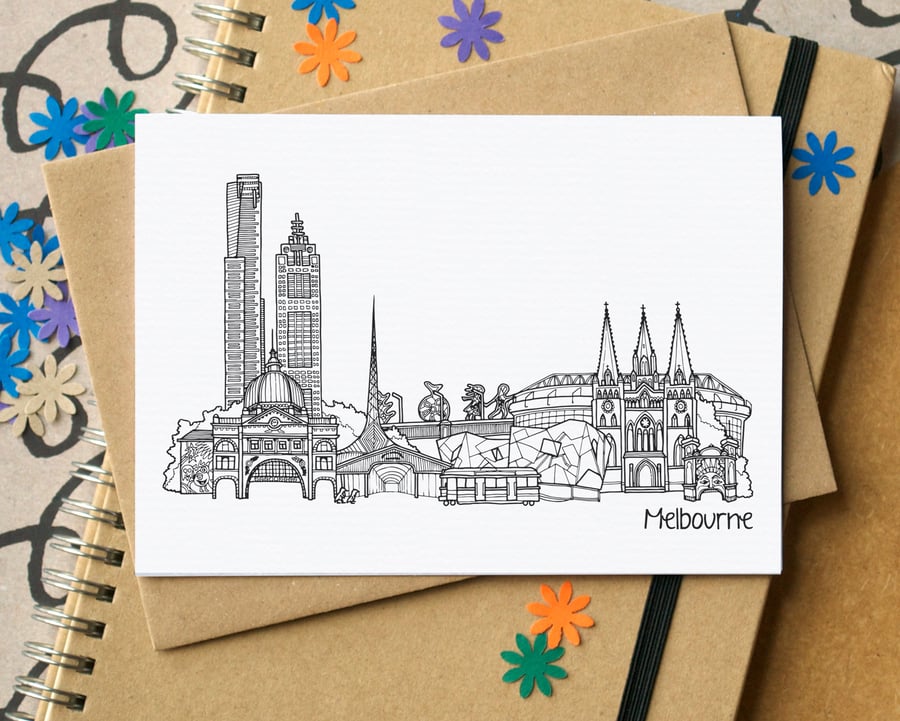 Melbourne Skyline Greetings Card