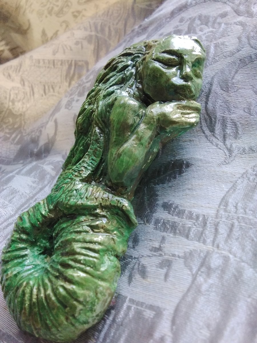 Green Mermaid Carving Wall Art