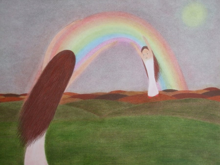 Rainbow Card, Mother Daughter Card, Spiritual Art Card, Blank Card