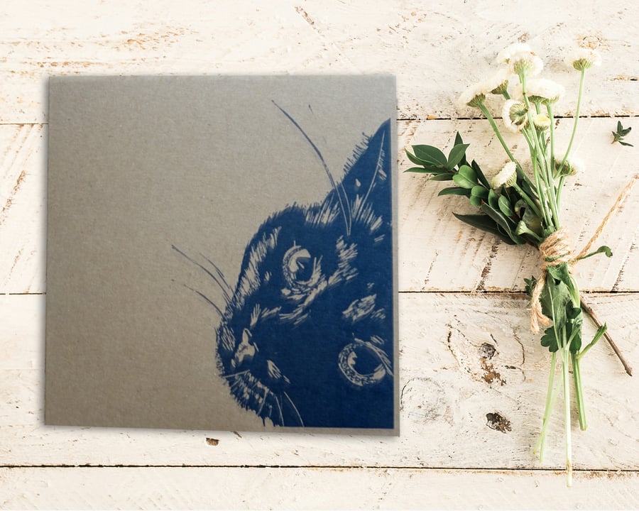 BLACK CAT CARD - cute cat, birthday, good luck, cat mum, cat dad