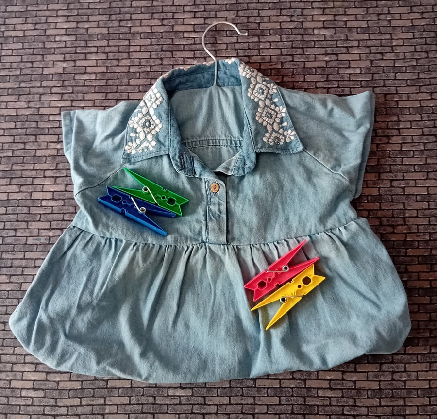 Embroidered Denim Shirt Peg or Storage Bag