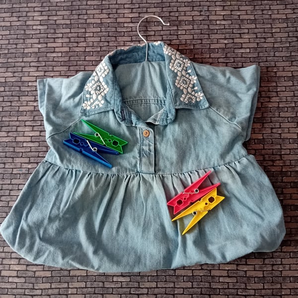 Embroidered Denim Shirt Peg or Storage Bag