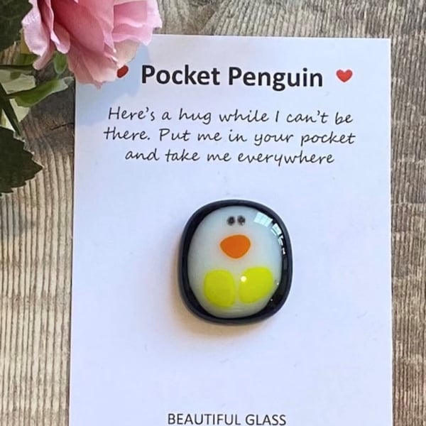 Pocket penguin gift, cute animal card, thinking of you, letterbox hug, keepsake