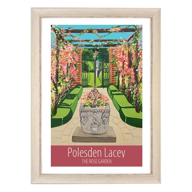 Polesden Lacey Rose Garden travel poster print by Susie West